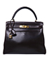 Kelly Retourne 28 Box Leather in Havana, front view